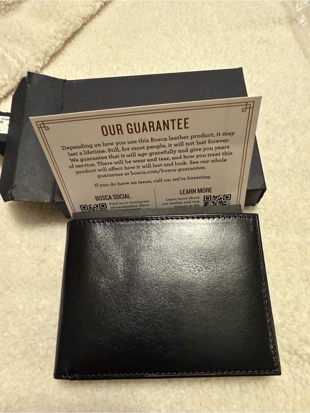 Bosca Black Leather Wallet - Smooth Bi-Fold Card Holder
